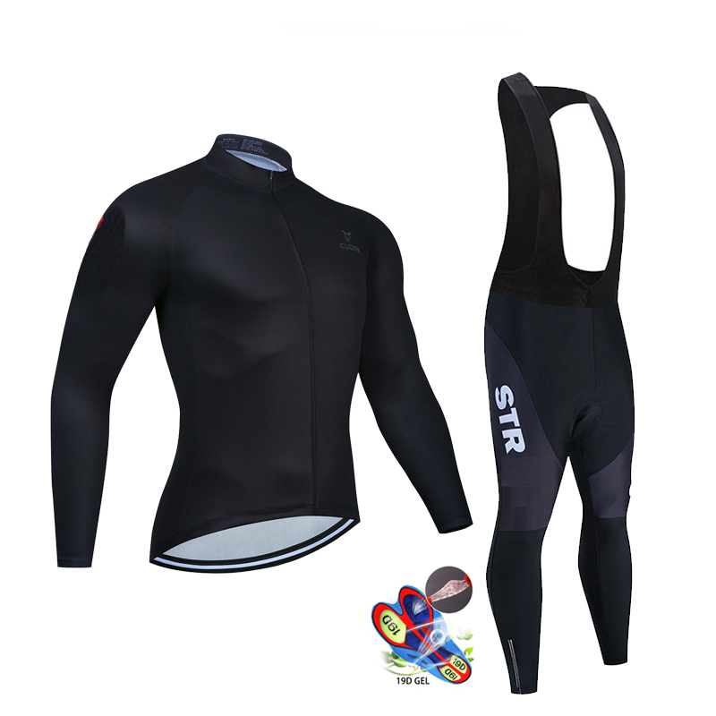 Outono preto conjunto camisa d - Cycling Gear Clothing avaliação e preço